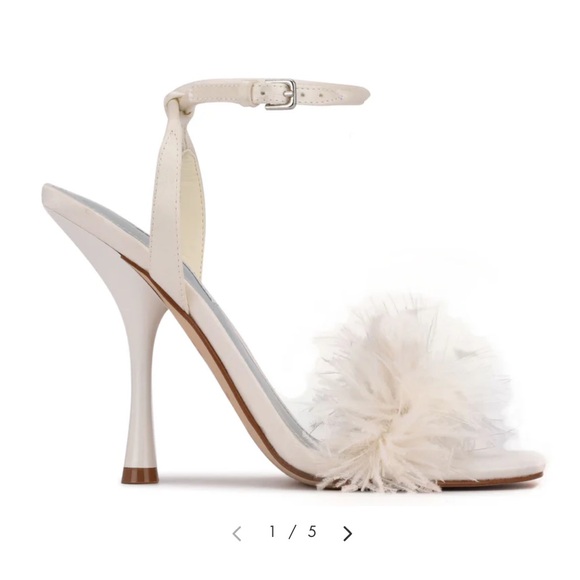 Nine West Milano Heeled Sandal (Cream Feathered Women's Sandals) - Picture 1 of 8